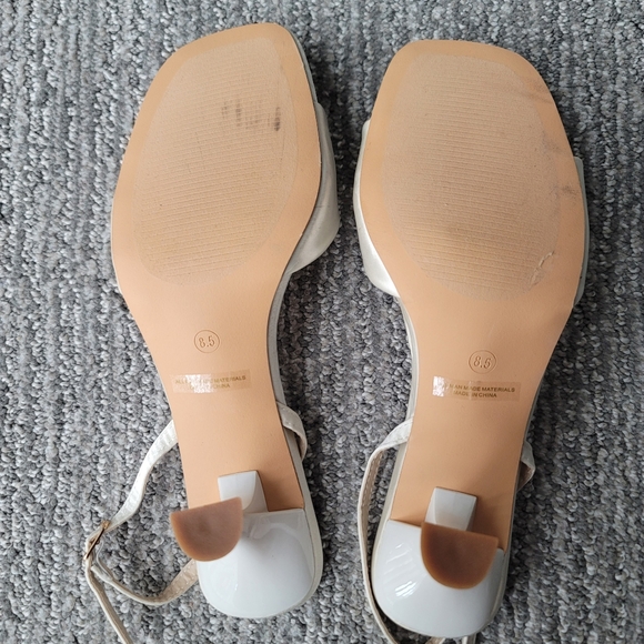 NEW Lulu's Soline Satin Slingback Low Kitten Heel Sandals, Size 8.5, Color White - Picture 11 of 11